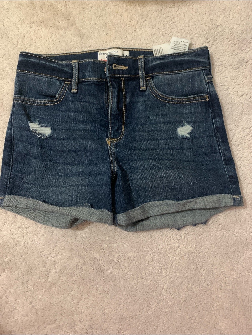 Abercrombie & Fitch Dark Indigo Rolled-Hem Denim Shorts